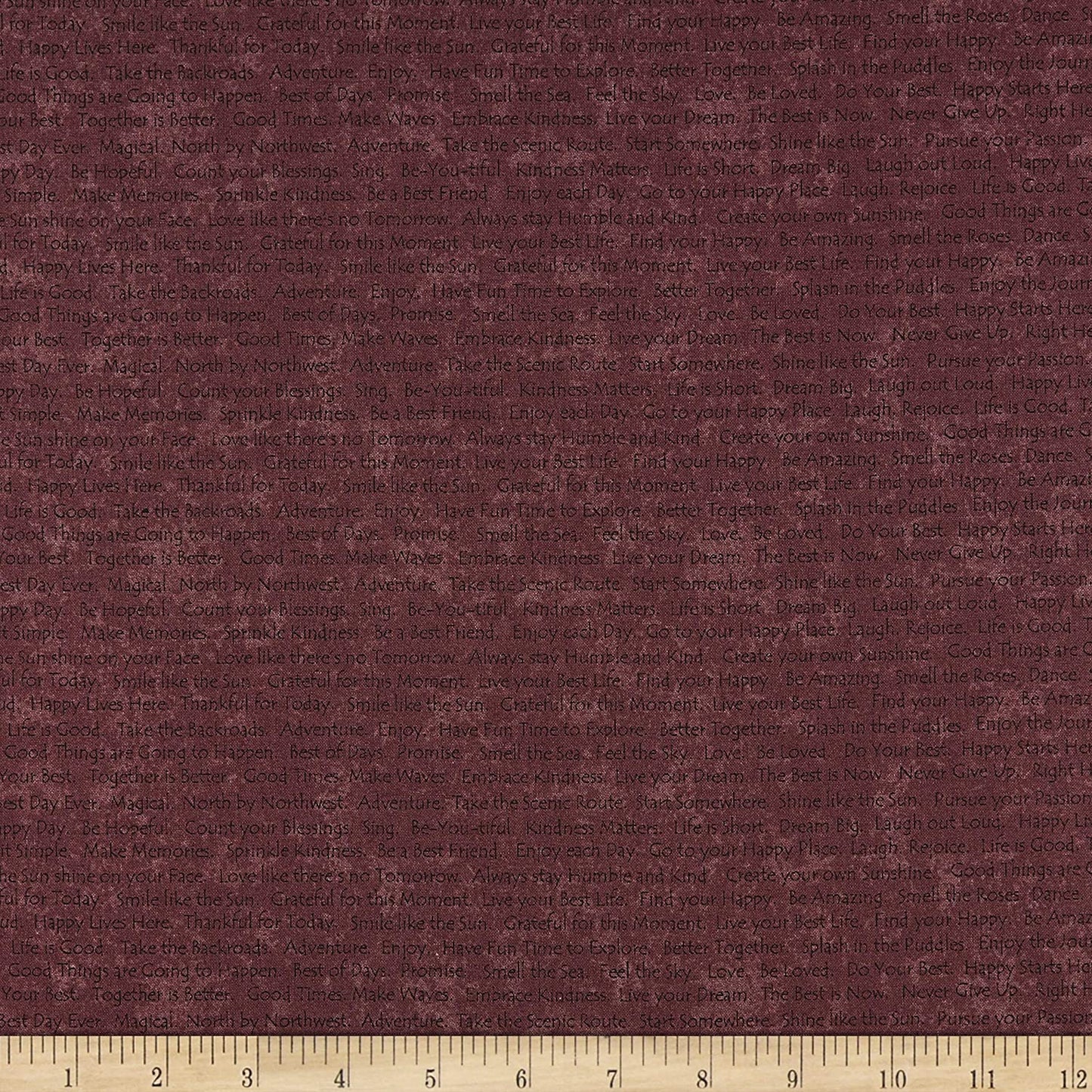 Scrap Happy Happy Text Raisin Henry Glass Cotton Fabric