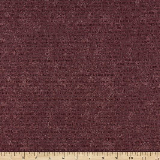 Scrap Happy Happy Text Raisin Henry Glass Cotton Fabric