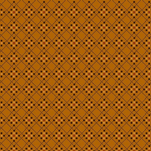 Scraps of Kindness Crosshatched Boxes Orange Kim Diehl Henry Glass Cotton Fabric