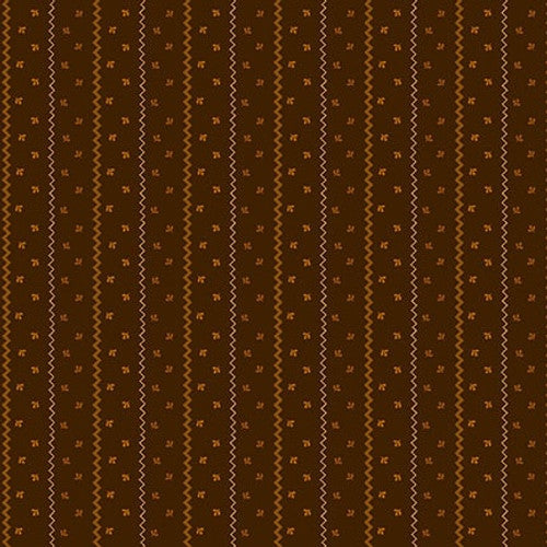 Scraps of Kindness Sprigged Stripe Chocolate Kim Diehl Henry Glass Cotton Fabric