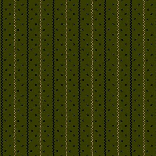 Scraps of Kindness Sprigged Stripe Olive Kim Diehl Henry Glass Cotton Fabric