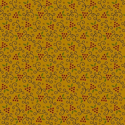 Scraps of Kindness Starry Vines Mustard Kim Diehl Henry Glass Cotton Fabric HG-674-404