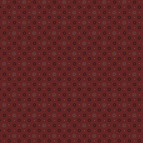 Scraps of Kindness Sunbursts Cranberry Kim Diehl Henry Glass Cotton Fabric