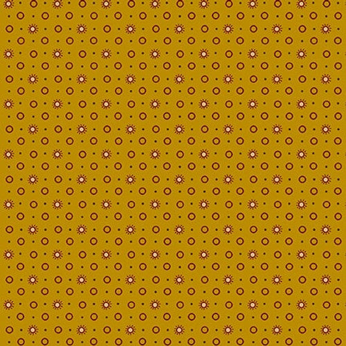 Scraps of Kindness Sunbursts Mustard Kim Diehl Henry Glass Cotton Fabric