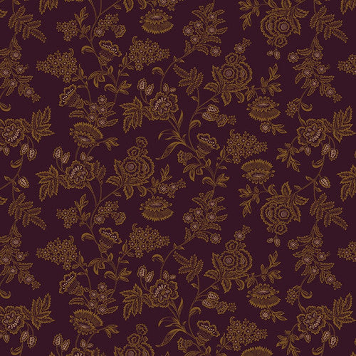 Scraps of Kindness Vintage Wallpaper Eggplant Kim Diehl Henry Glass Cotton Fabric