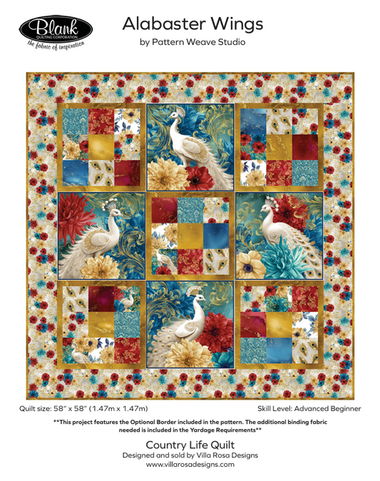 Alabaster Wings Country Life Quilt Blank Quilting - FREE PROJECT