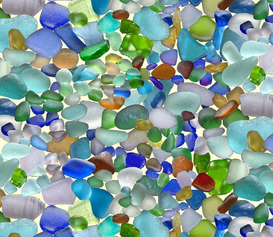 Sea Glass Pebbles Rainbow Rocks Landscape Medley Elizabeth's Studio Cotton Fabric ES-456 Multi
