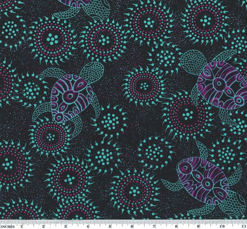 Sea Dreaming Emerald Green Sea Turtles Heather Kennedy M&S Textiles Australia Cotton Fabric MSTA-SEDE-Emerald | US Fabric Shop