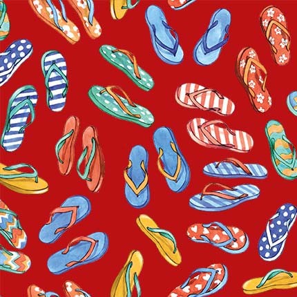 Sea La Vie Thongs Red Michael Miller Cotton Fabric MM-DDC11792-REDX-D