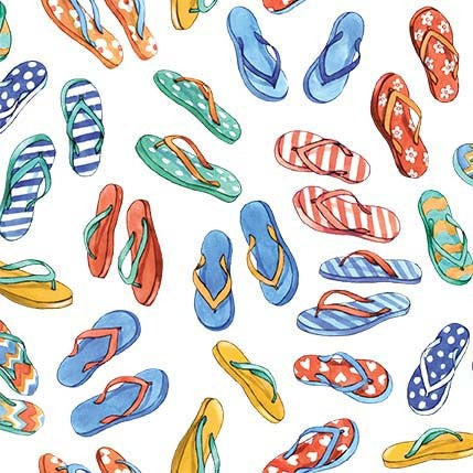 Sea La Vie Thongs White Michael Miller Cotton Fabric MM-DDC11792-WHIT-D