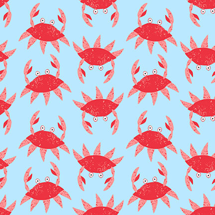 Seas the Day Crabs Blue Diane Eichler Studio E Cotton Fabric