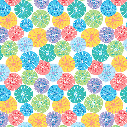 Seas the Day Sand Dollars Multi Yellow Red Blue Green Purple Diane Eichler Studio E Cotton Fabric