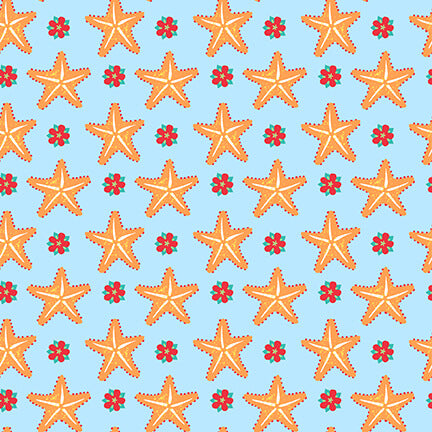 Seas the Day Starfish Blue Diane Eichler Studio E Cotton Fabric