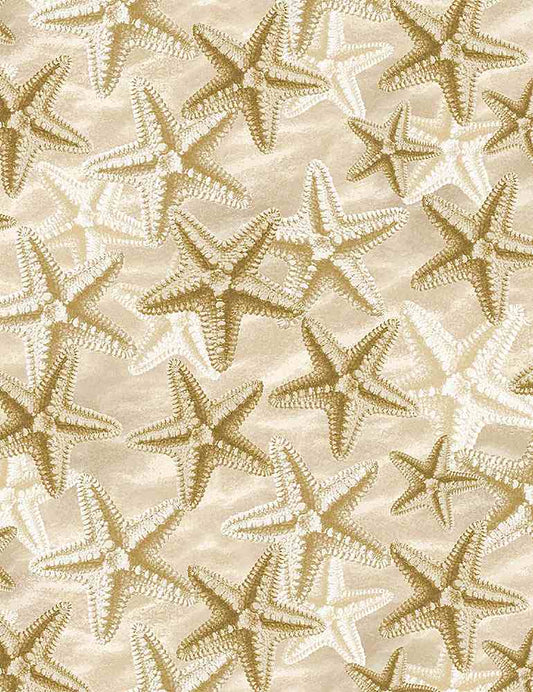 Seas the Day Starfish on Sand Natural Beige Timeless Treasures Cotton Fabric TT-BEACH-C8394-NATURAL
