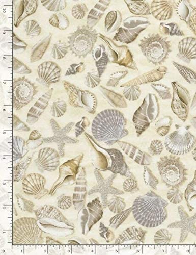 Seashell Beach Sand Nautical Timeless Treasures Cotton Fabric TT-C5353 Shells