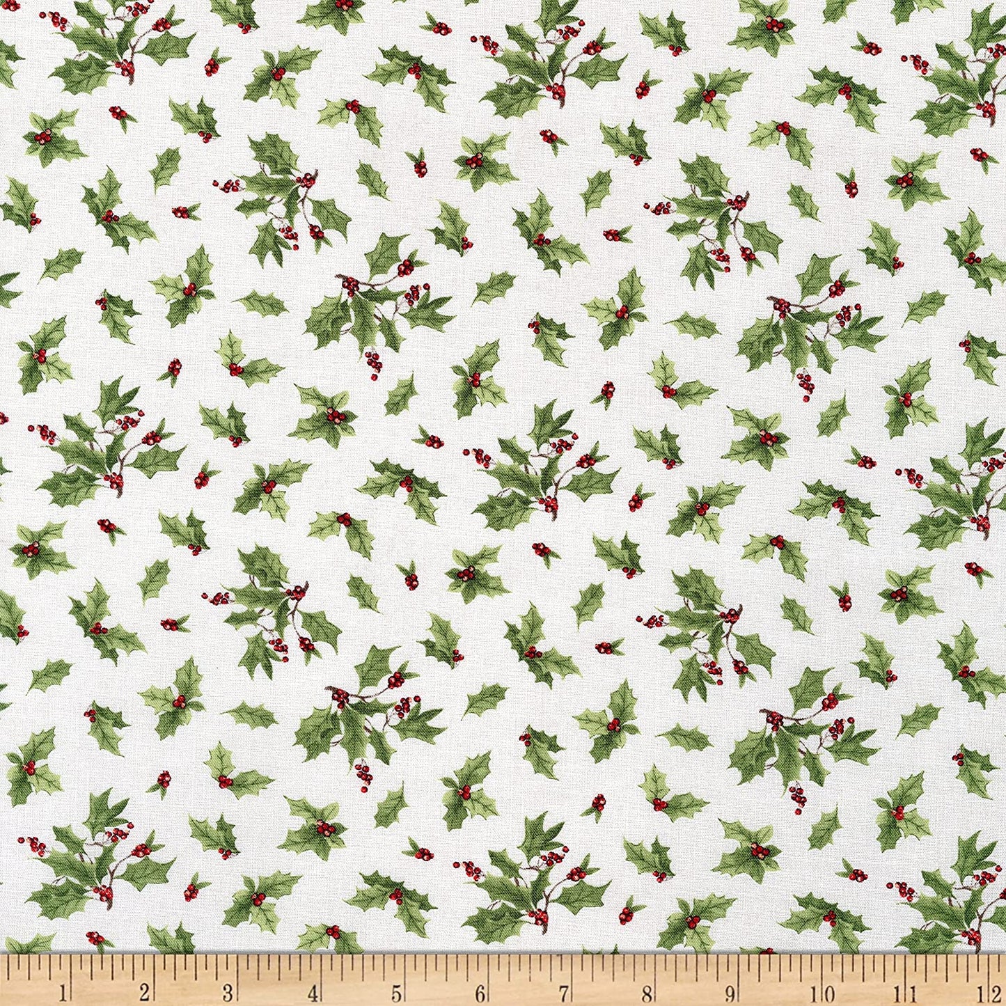 Season of Heart Holly Toss Ivory Susan Winget Wilmington Prints Cotton Fabric