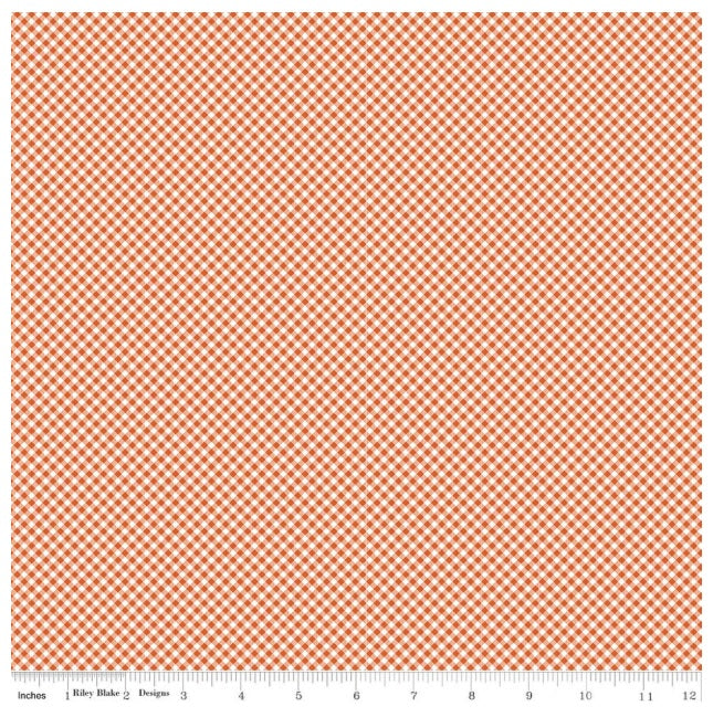 Seasonal Basics Gingham Diagonal Orange White Riley Blake Cotton Fabric RB-C777-Orange