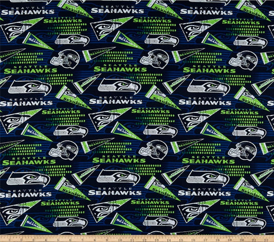 Seattle Seahawks NFL Football Retro 58" Fabric Traditions Cotton Fabric NFL-14449D