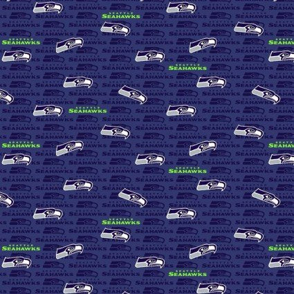 Seattle Seahawks Mini Logo Blue NFL Football Fabric Traditions 58-60 inches wide Cotton Fabric NFL-6743-D