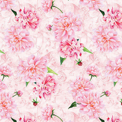 Secret Garden Peony Pink Lisabelle Studio Blank Quilting Cotton Fabric