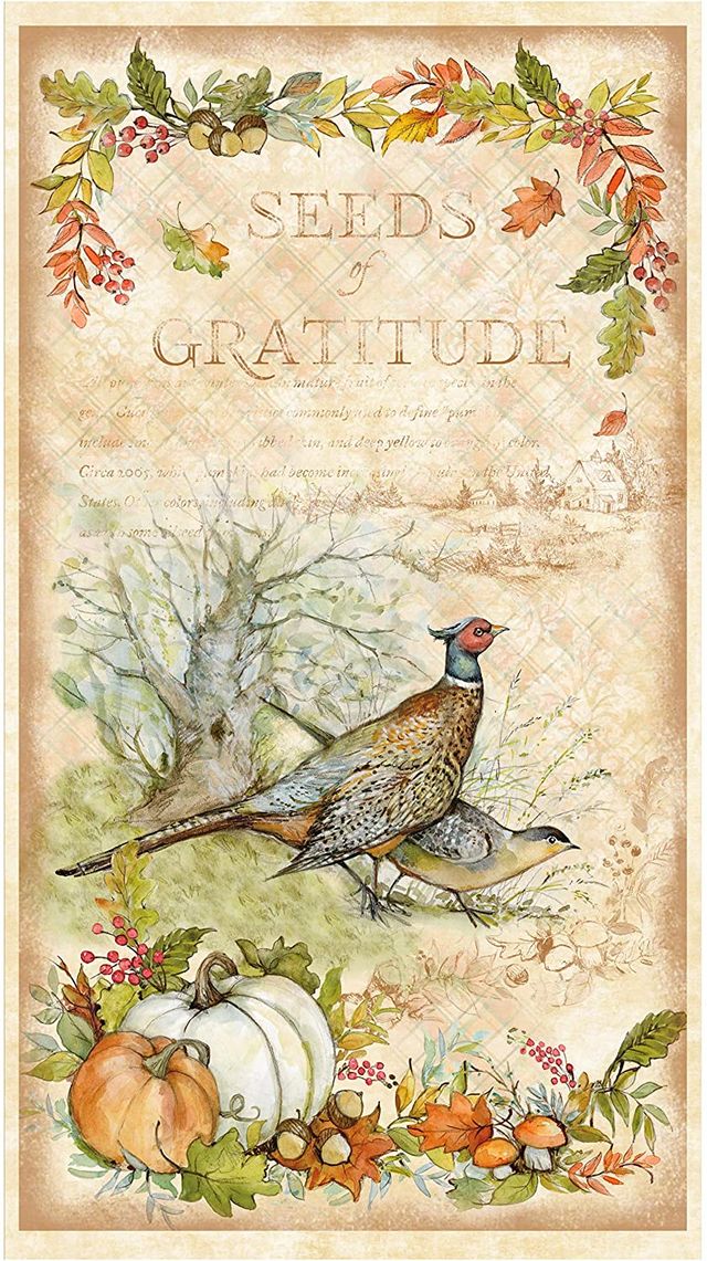 Seeds of Gratitude Panel 24" Susan Winget Wilmington Prints Cotton Fabric