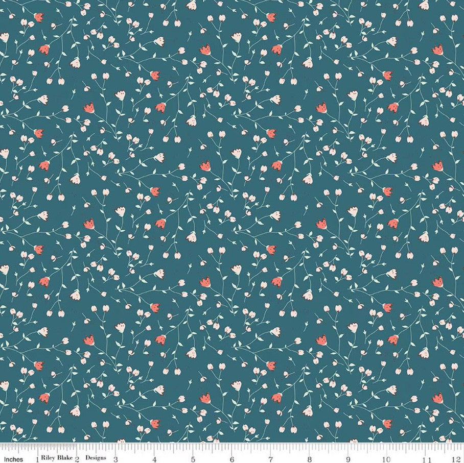 Serendipity 2 Floral Raindrop Blue Minki Kim Riley Blake Designs Cotton Fabric RB-C17306-RAINDROP