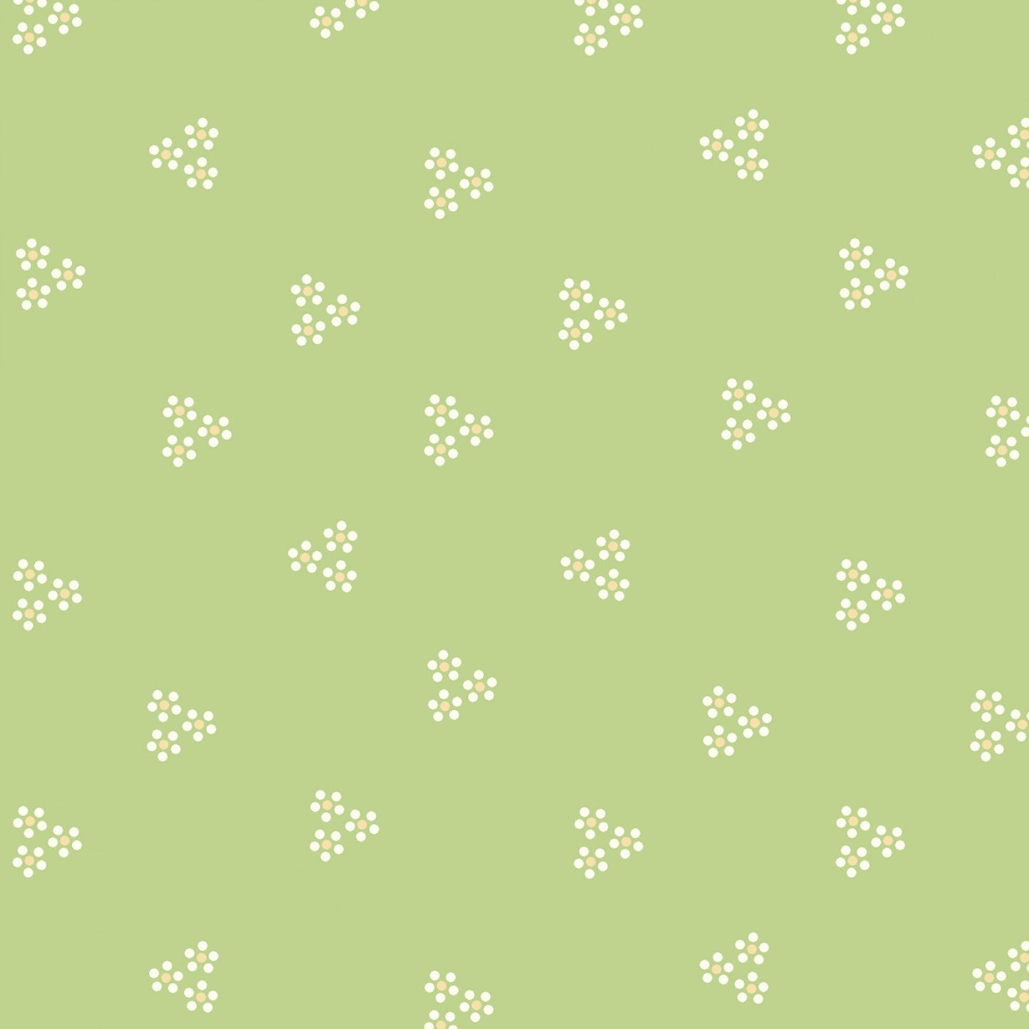 Serene Garden Flower Dots Tossed Green Mary Jane Carey Henry Glass Cotton Fabric HG-3117-66