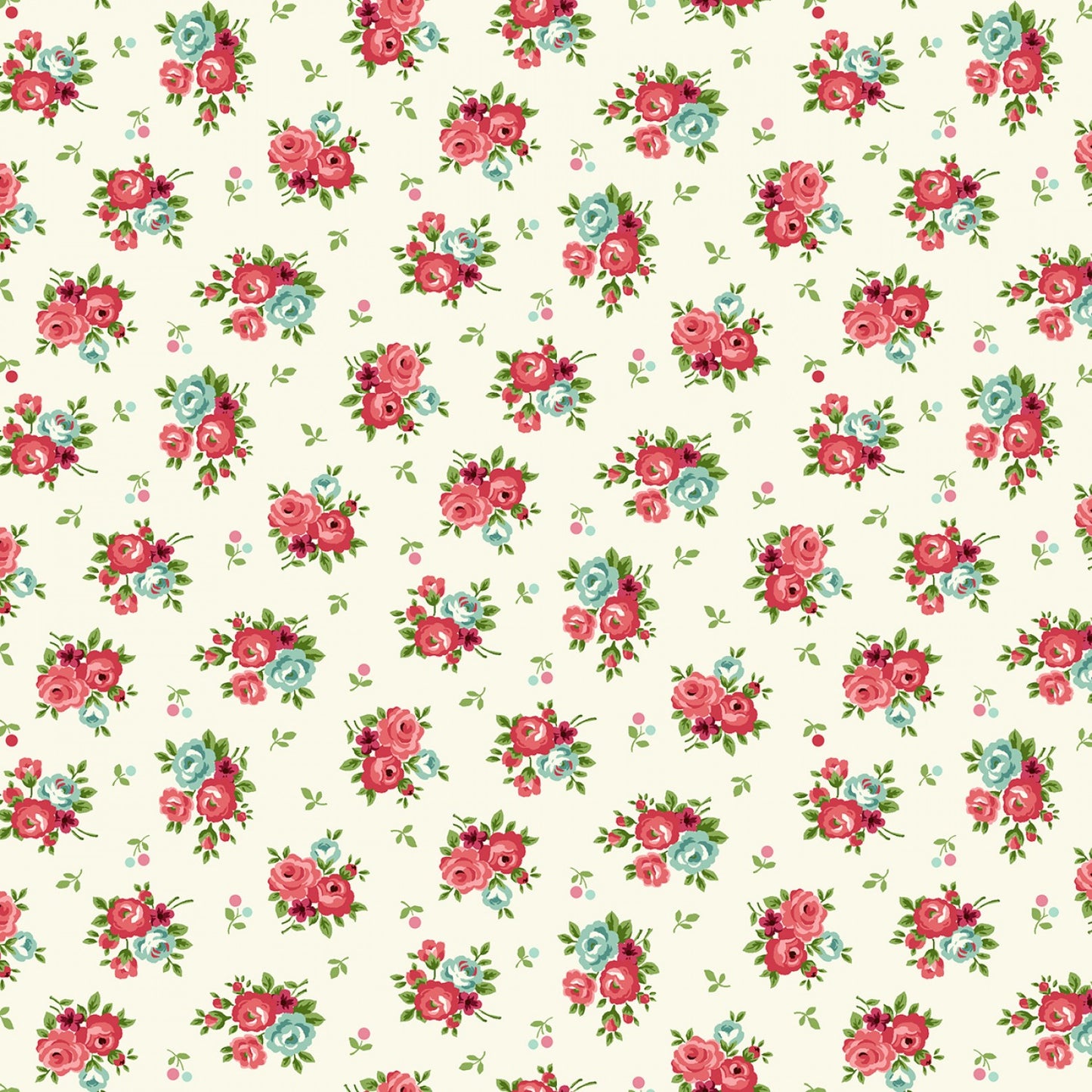 Serene Garden Nosegays Roses Cream Mary Jane Carey Henry Glass Cotton Fabric HG-3115-44