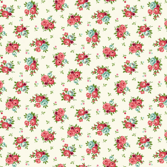 Serene Garden Nosegays Roses Cream Mary Jane Carey Henry Glass Cotton Fabric HG-3115-44