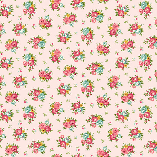 Serene Garden Nosegays Roses Pink Mary Jane Carey Henry Glass Cotton Fabric HG-3115-22