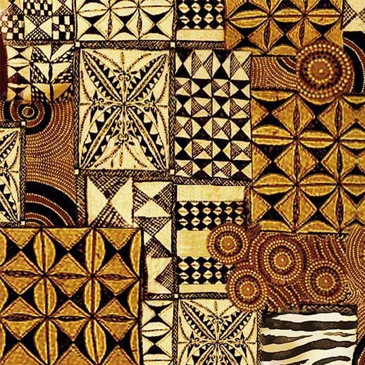 Serengeti Plains Mud Cloth Umber Brown Michael Miller Cotton Fabric