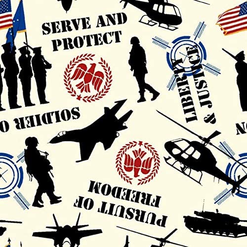 Serve and Protect Military Armed Services Springs Creative Cotton Fabric SC-48582