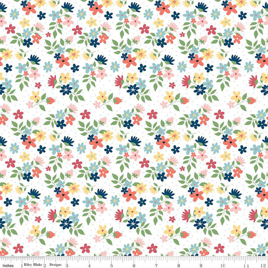 Sew Much Fun Floral White Echo Park Paper Co. Riley Blake Designs Cotton Fabric