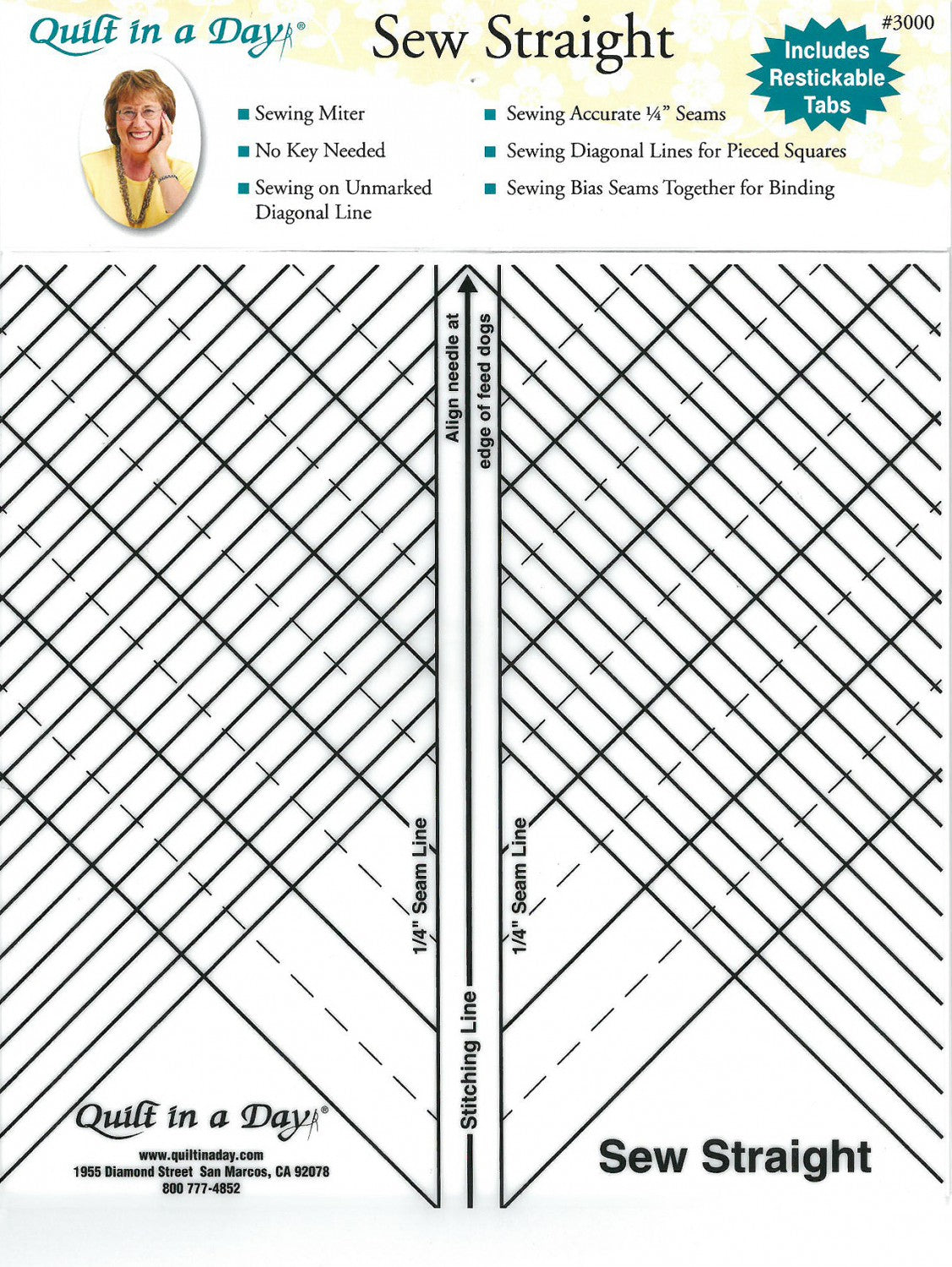 Sew Straight Acrylic Ruler 5-1/2" x 5-1/2" Quilt In A Day 3000QD