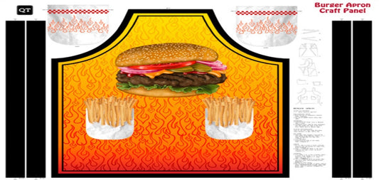 Sew and Go XI Burger Apron Panel 36" Black Quilting Treasures Cotton Fabric