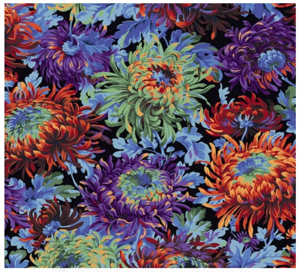 Shaggy Black Philip Jacobs Classics Kaffe Fassett Collective Free Spirit Cotton Fabric FS PWPJ072.BLACK