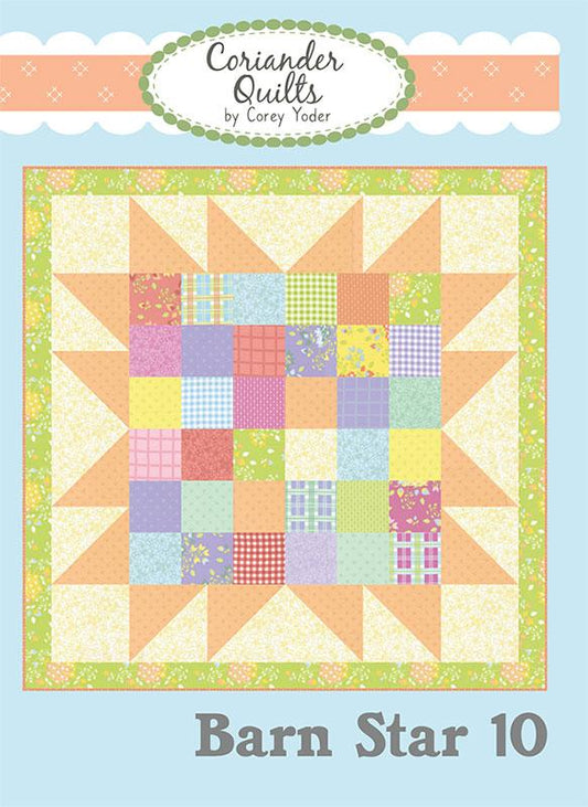Sherbet Sunshine Flannel Barn Star Quilt Pattern 40"x40" Coriander Quilts CQ-228