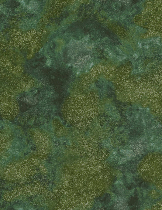 Shimmer Fern Green Gold Metallic Chong-A-Hwang Timeless Treasures Cotton Fabric TT-Shimmer-Fern