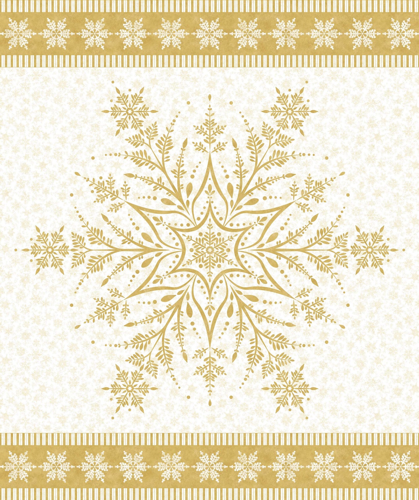 Shimmer Frost White and Gold Snowflake Panel 36" Deborah Edwards Northcott Cotton Fabric