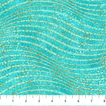 Shimmer Enigma Waves Turquoise Blue Deborah Edwards Northcott Fabrics Cotton Fabric NC-28184M-64