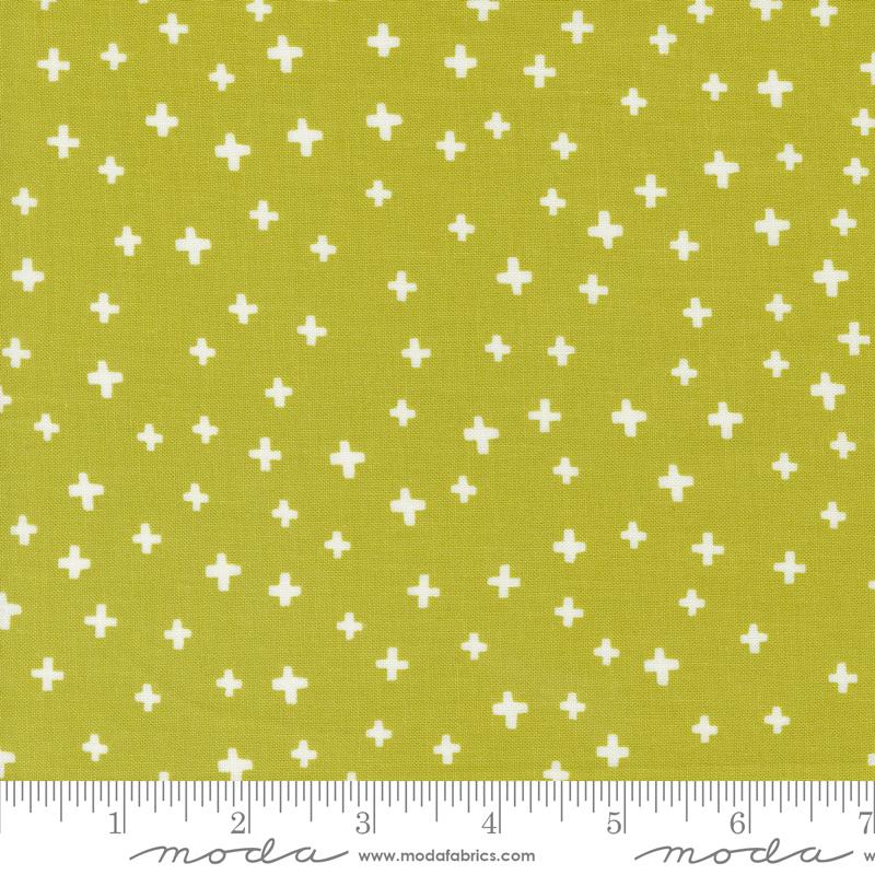 Shine Addition Geometric Plus Sign Grass Light Green Sweetwater Moda Cotton Fabric