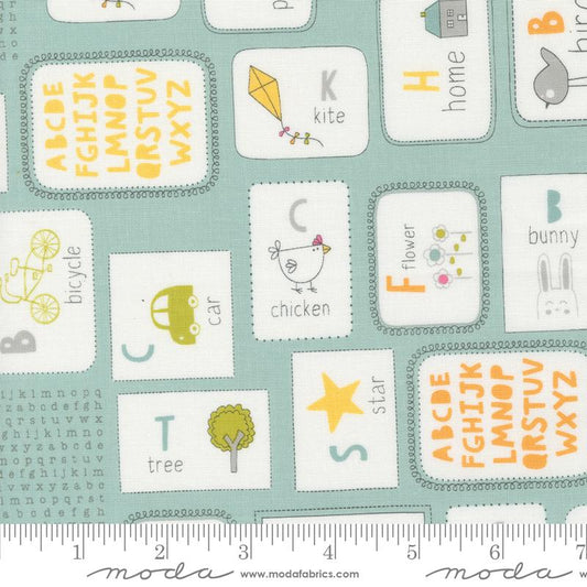 Shine Flashcards Sky Aqua Blue Sweetwater Moda Cotton Fabric