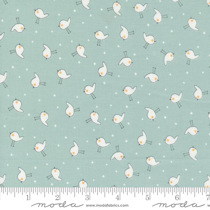 Shine Little Birdie Birds Sky Aqua Blue Sweetwater Moda Cotton Fabric