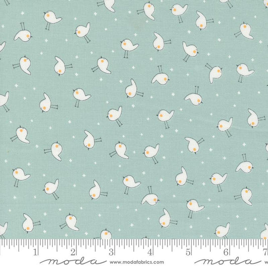 Shine Little Birdie Birds Sky Aqua Blue Sweetwater Moda Cotton Fabric