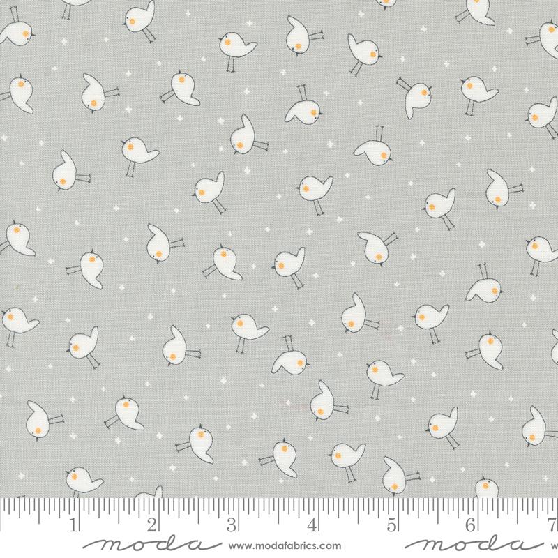 Shine Little Birdie Birds Stormy Grey Sweetwater Moda Cotton Fabric