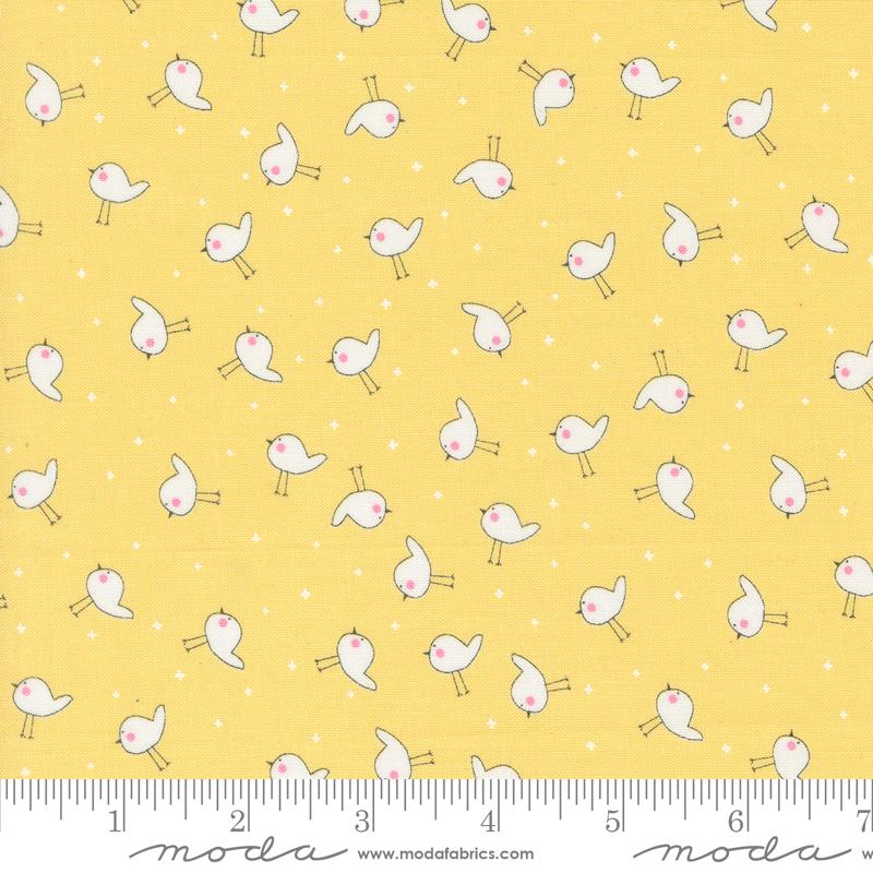 Shine Little Birdie Birds Sun Yellow Sweetwater Moda Cotton Fabric