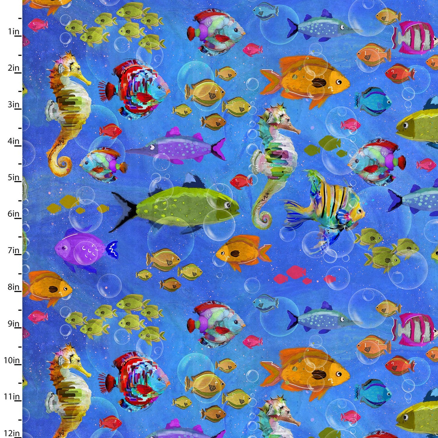 Shining Sea Fishes Galore Multi Connie Haley 3 Wishes Fabrics Cotton Fabric