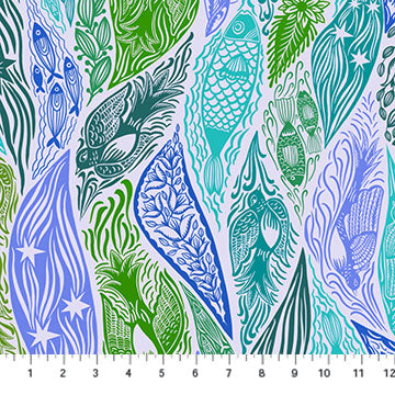 Shooting Star 108'' Wide back Current Backing Water Blue Anna Maria Parry Northcott Cotton Fabric NC-BAMT118-83