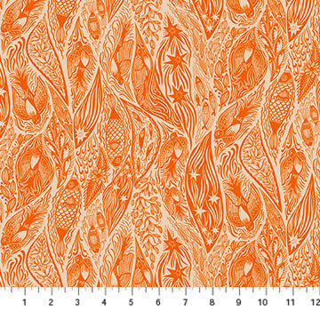Shooting Star Current Tangerine Orange Anna Maria Parry Northcott Cotton Fabric NC-AMT118-59V