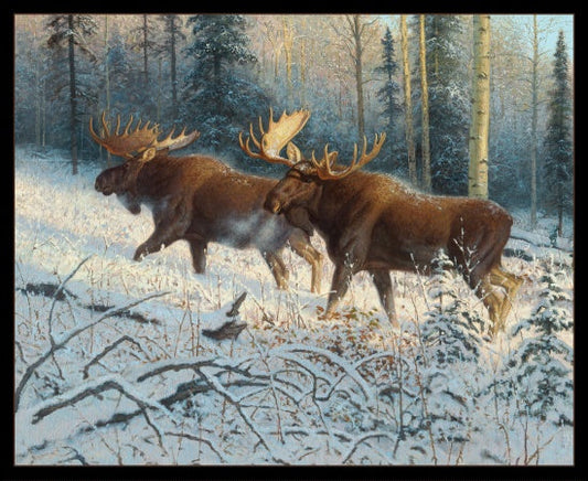 Siblings Moose Panel 36" Black Hayden Lambson Elizabeth's Studio Cotton Fabric